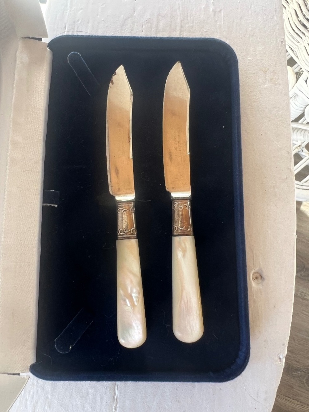 Pair Antique-Style Mother-of-Pearl Handle 6” Knives